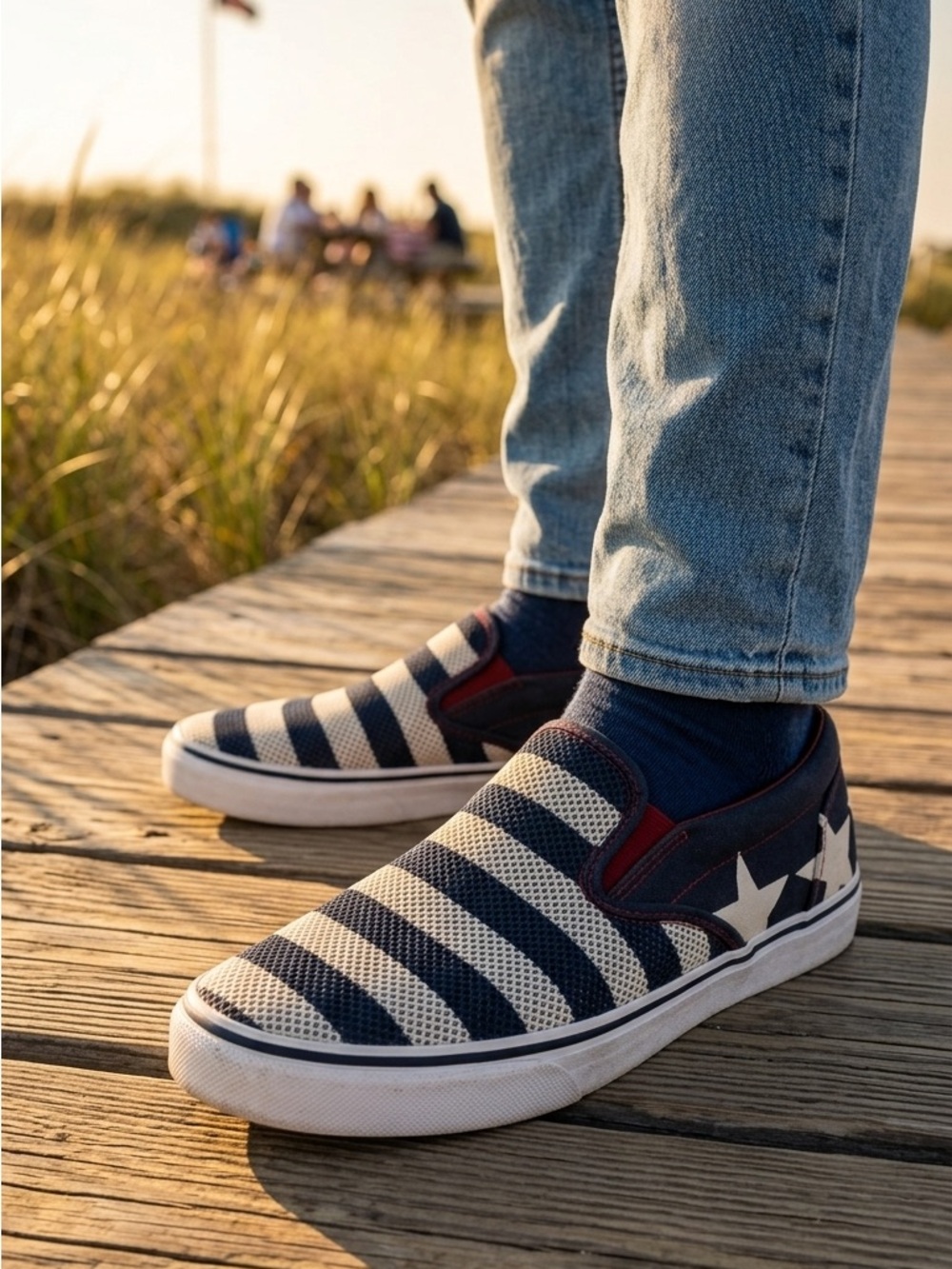 Sperry Patriotic Red White and Blue Slip in Sneakers Size 9